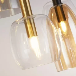 Searchlight Hängelampe 6-flammig E14 B: 95 cm Glas Metall Vintage< Hängelampen|Bürolampen