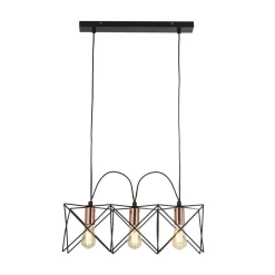 Hängelampen|Esszimmer Lampen*Searchlight Hängelampe 3-flammig E27 in Schwarz Kupfer B: 55 cm