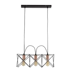 Hängelampen|Esszimmer Lampen*Searchlight Hängelampe 3-flammig E27 in Schwarz Kupfer B: 55 cm