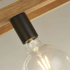 Hängelampen|Esszimmer Lampen*Searchlight Hängelampe 4-flammig E27 Natur Schwarz Bambus Holz Metall