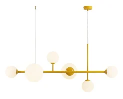 Hängelampen|Bürolampen*ALDEX Hängelampe 6-flammig Gelb Weiß Glaskugeln Metall Modern