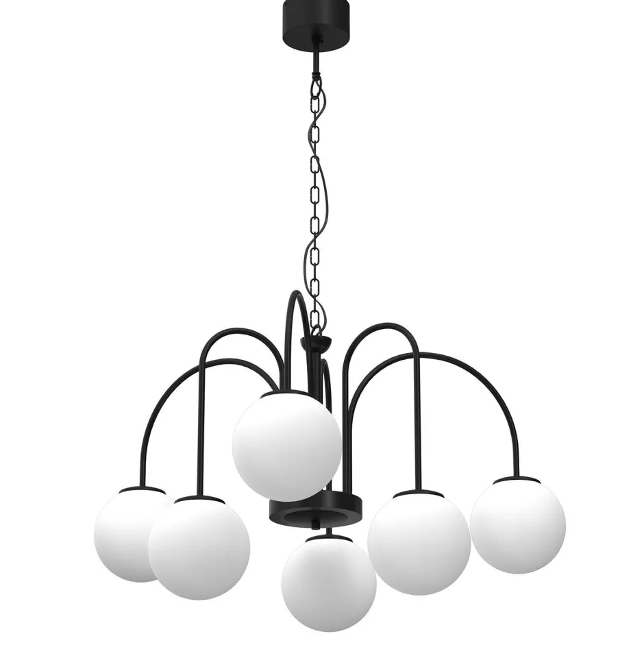 Hängelampen|Bürolampen*Luminex Hängelampe 6-flammig Glas Metall Ø65 cm E14 gemütlich