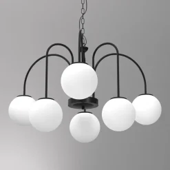 Hängelampen|Bürolampen*Luminex Hängelampe 6-flammig Glas Metall Ø65 cm E14 gemütlich