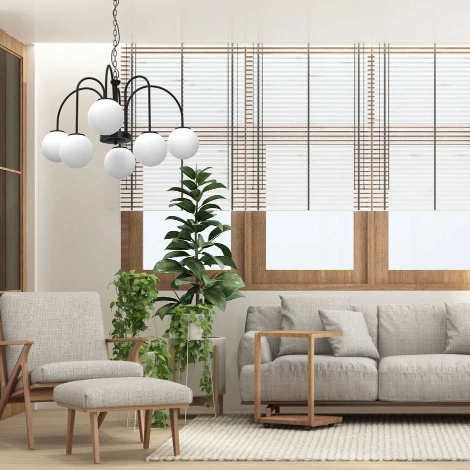 Hängelampen|Bürolampen*Luminex Hängelampe 6-flammig Glas Metall Ø65 cm E14 gemütlich