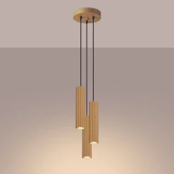 Sollux Hängelampe 3-flammig GU10 Aluminium B: 19,5 cm in Gold< Hängelampen|Bürolampen