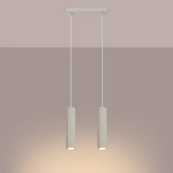 Sollux Hängelampe 2-flammig GU10 B: 30 cm schmal in Creme Modern< Hängelampen|Wohnzimmerlampen