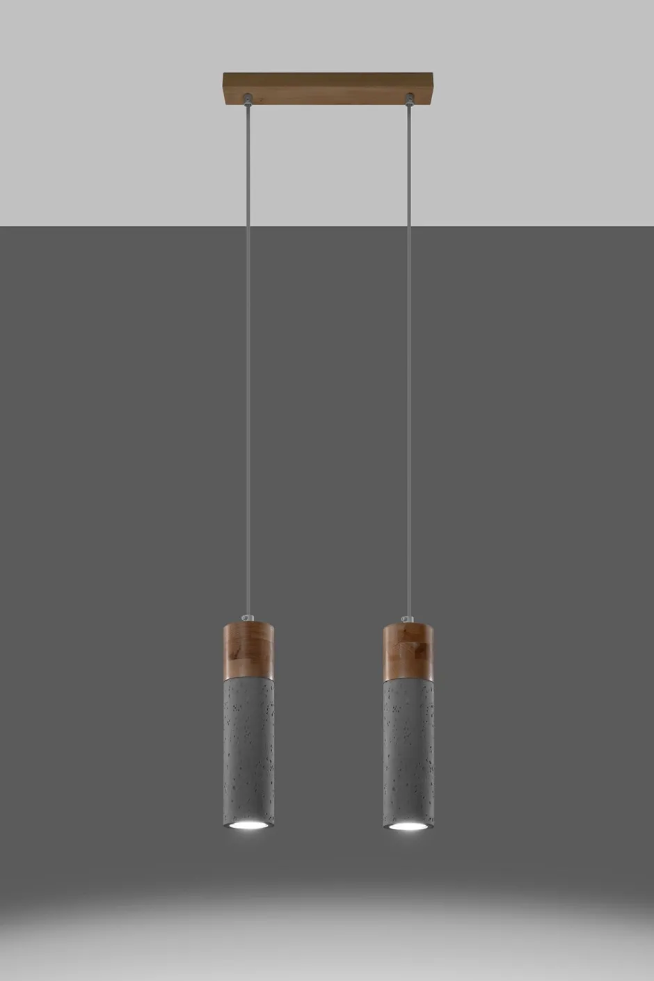 Esszimmer Lampen|Hängelampen*Sollux Hängelampe 2-flammig GU10 Beton Holz Modern RUGARD