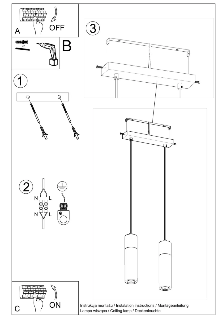Esszimmer Lampen|Hängelampen*Sollux Hängelampe 2-flammig GU10 Beton Holz Modern RUGARD