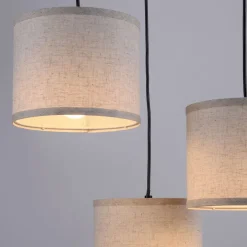 Hängelampen|Bürolampen*Just Light Hängelampe 3-flammig Holz Stoff B:52 cm E27 blendarm