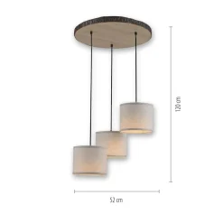 Hängelampen|Bürolampen*Just Light Hängelampe 3-flammig Holz Stoff B:52 cm E27 blendarm