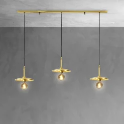 Hängelampen|Esszimmer Lampen*Giovanni Battista Hängelampe 3-flammig in Bronze hell E27 Messing massiv