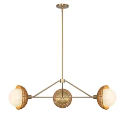 Elstead Hängelampe 3-flammig Metall Rattan Glas E14 B:101,4 cm< Hängelampen|Bürolampen