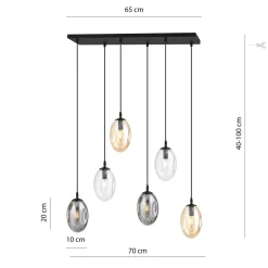 Emibig Hängelampe 6-flammig Rauchglas 70 cm breit CARLU< Bürolampen|Küchenlampen