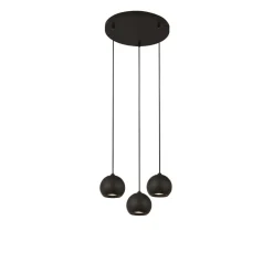 Wohnzimmerlampen|Retro Lampen*Searchlight Hängelampe 3-flammig Schwarz GU10 Ø 39 cm Metall