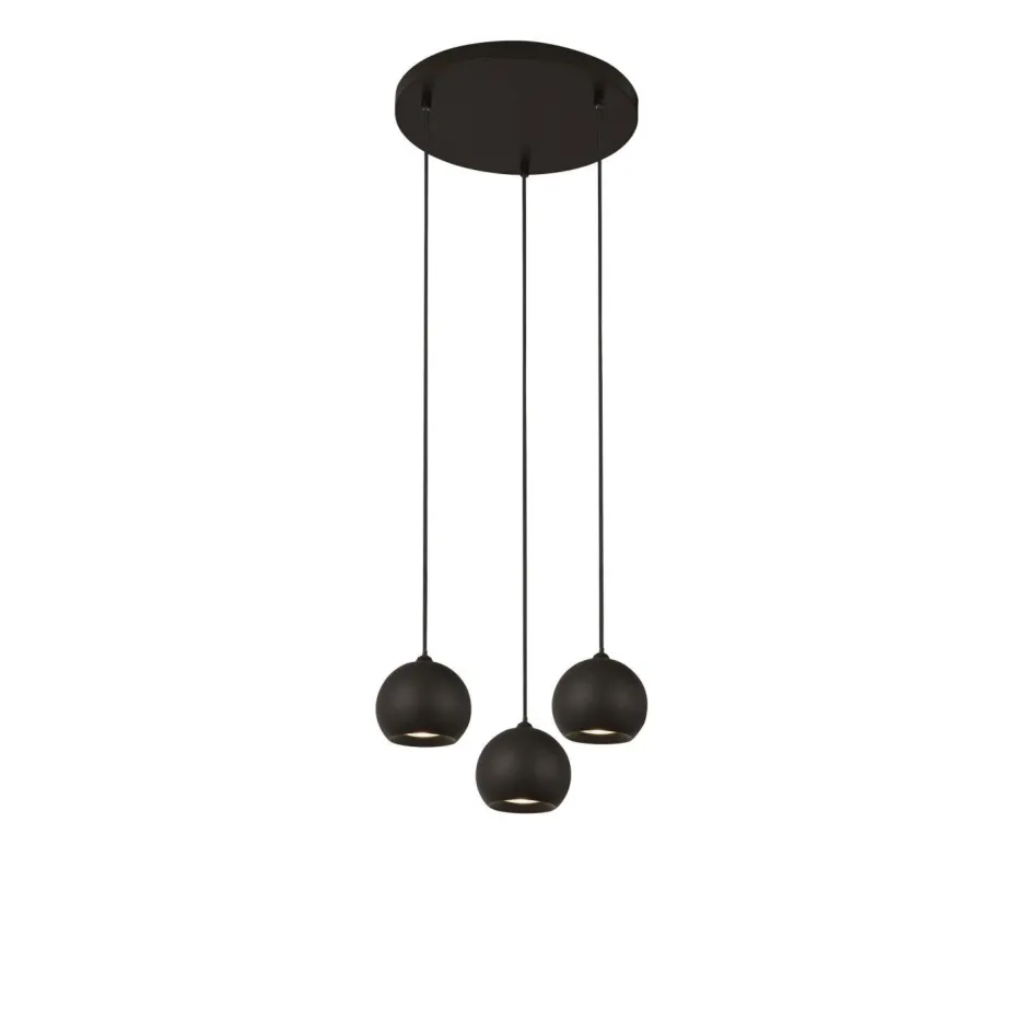 Wohnzimmerlampen|Retro Lampen*Searchlight Hängelampe 3-flammig Schwarz GU10 Ø 39 cm Metall