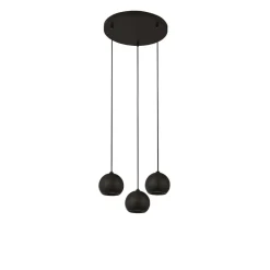 Wohnzimmerlampen|Retro Lampen*Searchlight Hängelampe 3-flammig Schwarz GU10 Ø 39 cm Metall