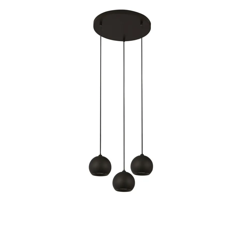 Wohnzimmerlampen|Retro Lampen*Searchlight Hängelampe 3-flammig Schwarz GU10 Ø 39 cm Metall