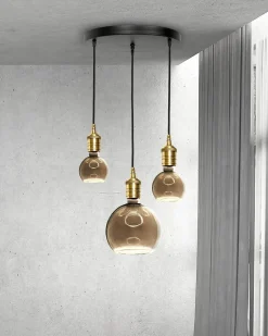 Bürolampen|Lampen Aus Aller Welt*Giovanni Battista Hängelampe 3-flammig Schwarz Messing Eisen Ø 40 cm für E27