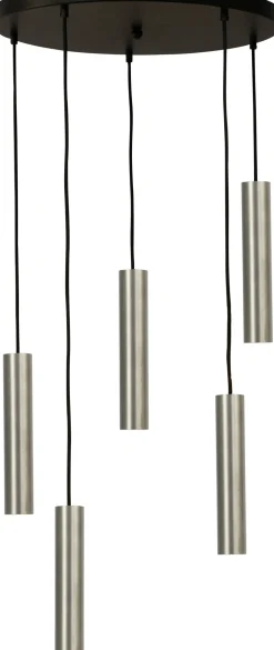 Hängelampen|Wohnzimmerlampen*Masterlight Hängelampe 5-flammig Schwarz Nickel Metall GU10