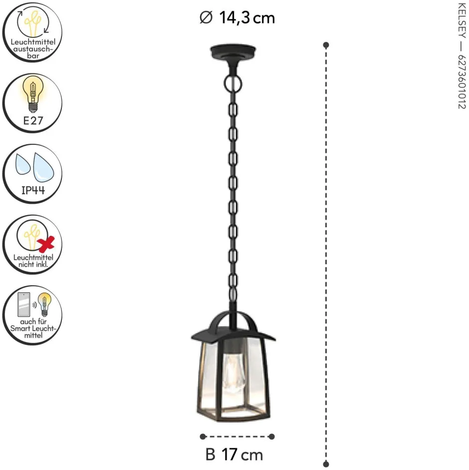 Metall Lampen|Vintage Lampen*Eco-Light Hängelampe Glas Aluminium L:17 cm IP44 Laterne Vintage