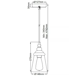 Bürolampen|Wohnzimmerlampen*Elstead Hängelampe Glas E27 Ø 14,6 cm H: max. 479,2 cm