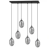 Bürolampen|Küchenlampen*Emibig Hängelampe Glas 6-flammig E14 verstellbar Schwarz Grau