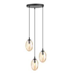 Hängelampen|Bürolampen*Emibig Hängelampe Glas 3-flammig in Bernstein Schwarz E14