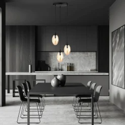 Hängelampen|Bürolampen*Emibig Hängelampe Glas 3-flammig in Bernstein Schwarz E14