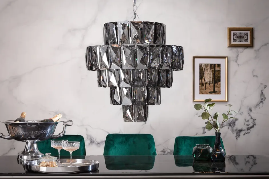 Invicta Interior Hängelampe Glas Grau Ø50 cm 6-flammig E14 stylisch< Schlafzimmer Lampen|Küchenlampen