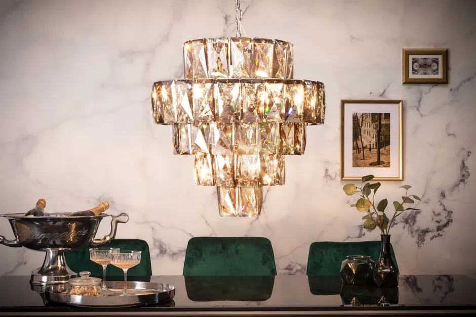 Invicta Interior Hängelampe Glas Grau Ø50 cm 6-flammig E14 stylisch< Schlafzimmer Lampen|Küchenlampen