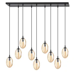 Hängelampen|Bürolampen*Emibig Hängelampe Glas groß 9-flammig in Bernstein Schwarz E14