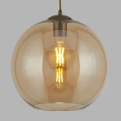 Searchlight Hängelampe Glas in Bernstein Messing Antik E27 Ø 25 cm< Hängelampen|Esszimmer Lampen