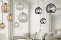 Searchlight Hängelampe Glas in Bernstein Messing Antik E27 Ø 25 cm< Hängelampen|Esszimmer Lampen