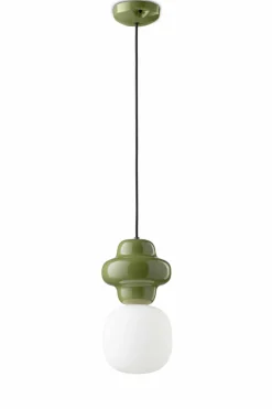 Ferroluce Hängelampe Glas Keramik E14 Grün Weiß Retro< Wohnzimmerlampen|Glaslampen