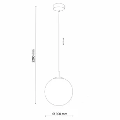 TK Lighting Hängelampe Glas Kugelschirm Ø 30 cm in Gold verstellbar< Jugendstil Lampen|Kugellampen