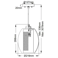 Elstead Hängelampe Glas Metall Ø 21,6 cm H: max. 307,9 cm rund< Hängelampen|Bürolampen