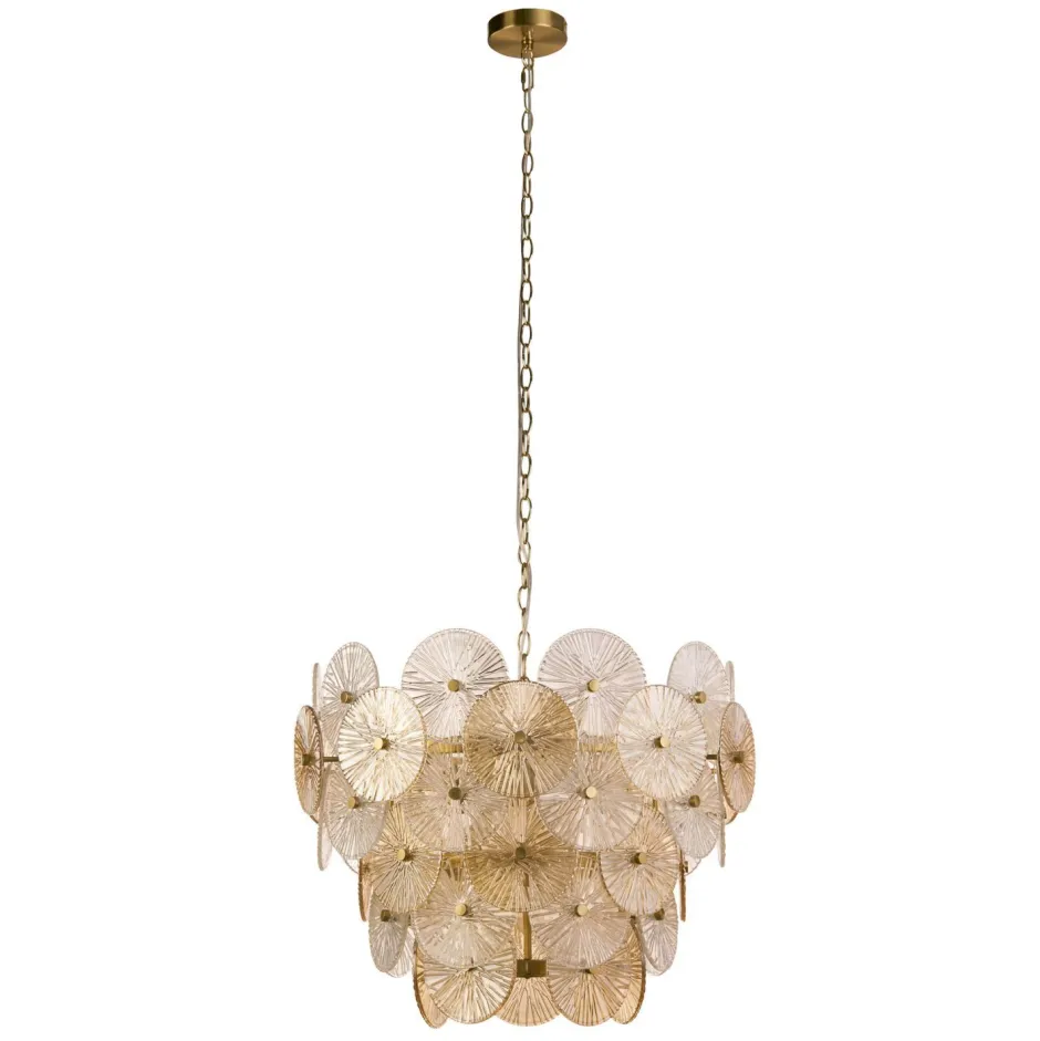 Searchlight Hängelampe Glas Metall Ø 64 cm 9x G9 Modern kunstvoll< Hängelampen|Wohnzimmerlampen