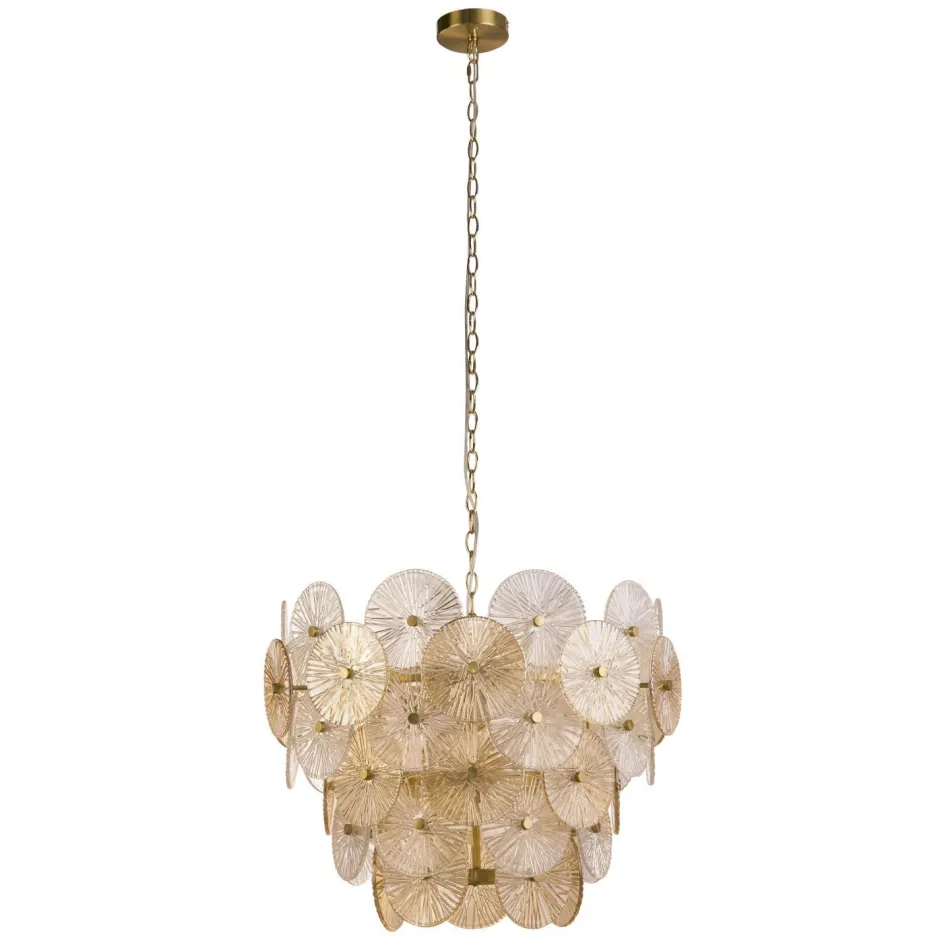 Searchlight Hängelampe Glas Metall Ø 64 cm 9x G9 Modern kunstvoll< Hängelampen|Wohnzimmerlampen