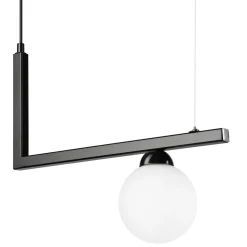Küchenlampen|Kugellampen*Lamkur Hängelampe Glas Metall B: 48 cm Schwarz Weiß Kugelschirm