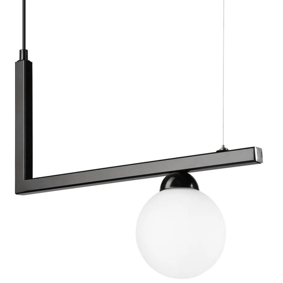 Küchenlampen|Kugellampen*Lamkur Hängelampe Glas Metall B: 48 cm Schwarz Weiß Kugelschirm