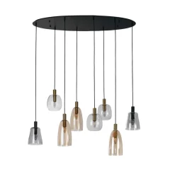 Searchlight Hängelampe Glas Metall B: 120 cm groß H: max. 1,4 m< Hängelampen|Bürolampen