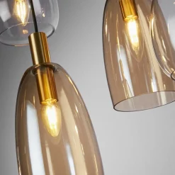 Searchlight Hängelampe Glas Metall B: 120 cm groß H: max. 1,4 m< Hängelampen|Bürolampen