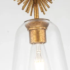 Hängelampen|Bürolampen*Elstead Hängelampe Glas Metall B: 18,4 cm E14 verstellbar Gold Antik