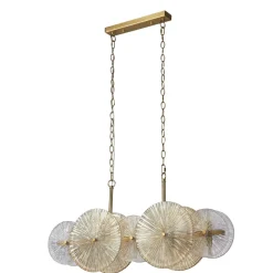 Hängelampen|Bürolampen*Searchlight Hängelampe Glas Metall B: 90 cm in Bronze Bernstein Klar