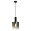 Searchlight Hängelampe Glas Metall D: 22 cm E27 Schwarz Rauchgrau< Wohnzimmerlampen|Glaslampen