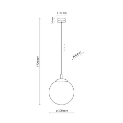TK Lighting Hängelampe Glas Metall E27 Ø 30 cm rund Kugelschirm< Hängelampen|Esszimmer Lampen