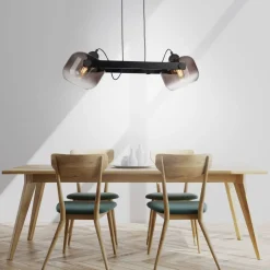 Hängelampen|Bürolampen*Just Light Hängelampe Glas Metall E27 68 cm 2-flammig schwenkbar