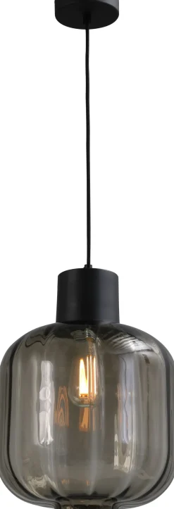 Masterlight Hängelampe Glas Metall Rauch Schwarz E27 Ø28cm< Glaslampen|Wohnzimmerlampen