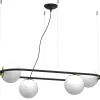 Hängelampen|Bürolampen*Luminex Hängelampe Glas Metall Schwarz Weiß Gold 4-flmg L:83 cm
