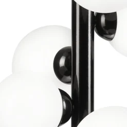 Schlafzimmer Lampen|Kugellampen*Lamkur Hängelampe Glas Metall Schwarz Weiß 6-flammig E27 Modern